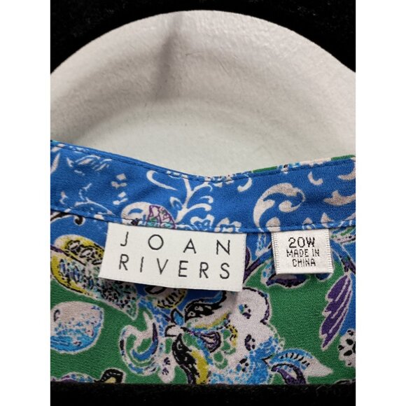 Joan Rivers Womens BOHO Tunic Top Size 20W Blue Floral Long Sleeve Button Up - Picture 3 of 6